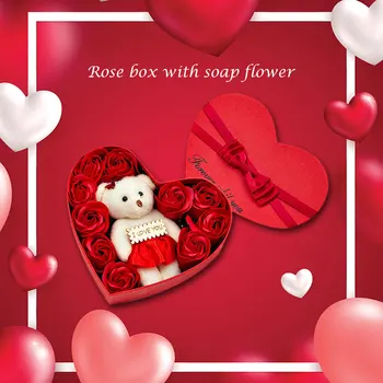 U obliku srca 10шт sapun ruža cvijeće medvjed poklon kutija Božić Dan rođenja Valentinovo romantični vjenčanje cvjetne latice dekor Valentinovo