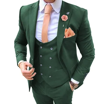Tirkizno muška odijela za vjenčanje Slim Fit 3 kom. odijelo mladoženje tuxedos blazer smoking prsluk, hlače gradacija odijela 2020 novi