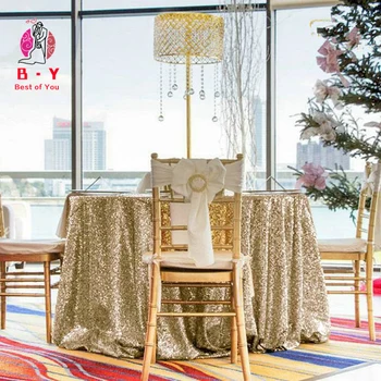 Mat Zlatni stolnjak 60x102in sjaj cijele pravokutni vezeni šljokicama stol poklopac za vjenčanje božićni ukras