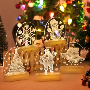 LED Fairy String Svjetla Battery USB 3D Santa Claus Tree Acrylic Night Light Wedding Christmas Decoration for Home Room Garland