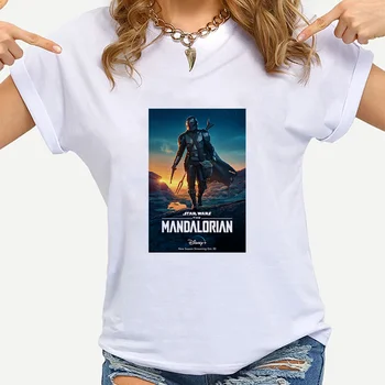 Kawaii Baby Yoda Disney Clothes Mandalorian Fine Graphic Tshirt 2021 Summer New Y2k Ženske majice ulica odjeća casual stil