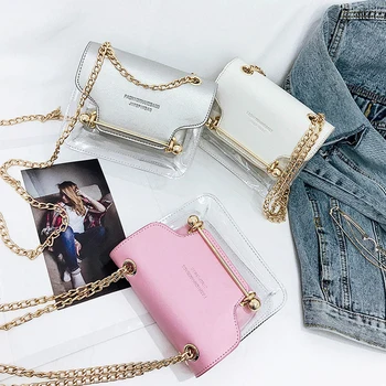 Žene Lanca Bag Lady Jasno Crossbody Torbice Ženski Žele Torba Luksuzni Telefon Pink Torba Moda Mali Kompozitni Paket