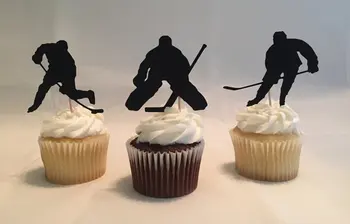Glitter Hockey Cupcake Toppers Birthday wedding party Cupcake Toppers, genger otkriti baby shower cupcake toppers