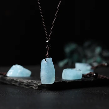 Prirodni Akvamarin privjesak prirodni kvarcni kristal, kvarc kristal nakit DIY poklon za mušku i žensku odjeću, nakit