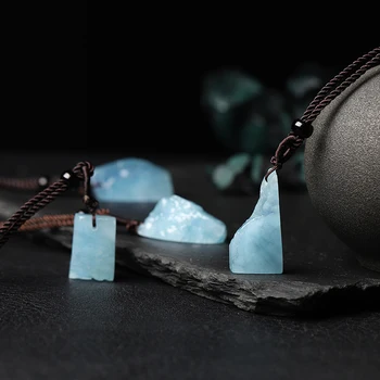 Prirodni Akvamarin privjesak prirodni kvarcni kristal, kvarc kristal nakit DIY poklon za mušku i žensku odjeću, nakit