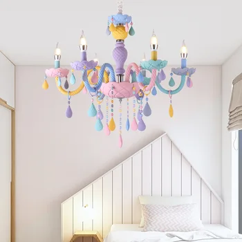 Macaron color stropne lampe Bijela princeza djevojka dječja soba spavaća soba, blagovaonica kristalnu svjetlost E14
