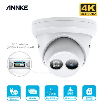 ANNKE 1PCS 4K Ultra HD POE IP Security Camera 8MP Outdoor Indoor Waterproof Network Dome EXIR Night Vision E-mail Alert CCTV Kit