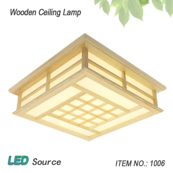 Japanski stil tatami drveni strop i Pinus Sylvestris ultra-tanki clamshell to led žarulja prirodne boja trg grid paper stropna svjetiljka