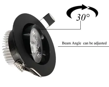 Crno kućište zatamnjen LED rasvjeta stropna ugradna svjetiljke svjetiljka 3 W high power led čip AC85-265V ili 12 CRI85 unutarnji led žarulje dolje