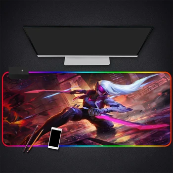 Anime LOL League Of Legends RGB Gaming Mouse Pad Gamer Computer Mousepad Backlit Mause Large Desk Keyboard LED Mice Mat
