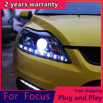 KOWELL stil vozila za Ford Focus svjetla 2009-2013 Fokus 2 led DRL svjetla bi-xenon leće visok kratka svjetla parking svjetla za maglu