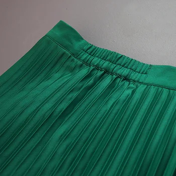 2020 Novi Korejski Stil Nabrane Suknje Žene Svakodnevni Jesen Zima Nalik Na Visokim Strukom Zelena Crna Ured Lady Midi Suknja