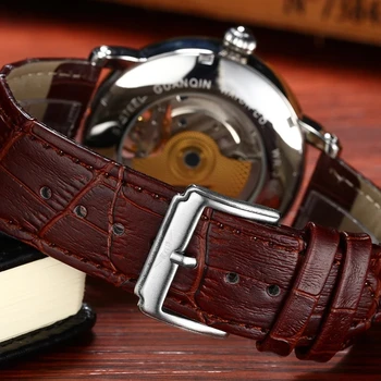 2020 luksuzni GUANQIN mens najbolji brand zlatni sat kostur muškarca poslovne kožni tourbillon automatski mehanički ručni sat