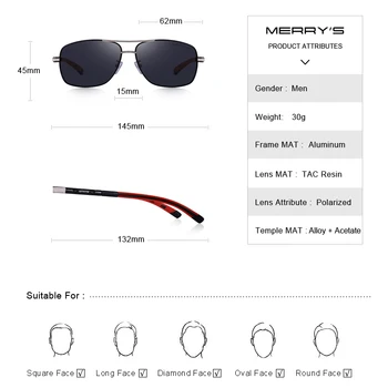 MERRY'Men 'S DESIGN Fashion HD polarizirane sunčane naočale za vožnju avionski aluminij muške sunčane naočale UV400 Zaštita S'8714