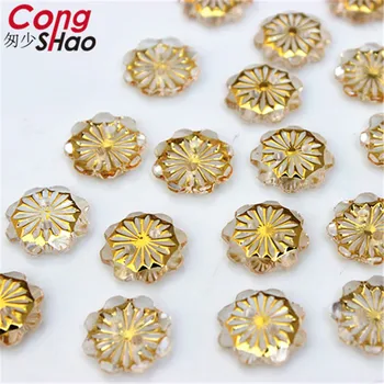 Cong Shao 200шт 13mm cvijeće, kamenje i kristali flatback akril rhinestones oblog za šivanje 2 rupe odijelo gumb CS352