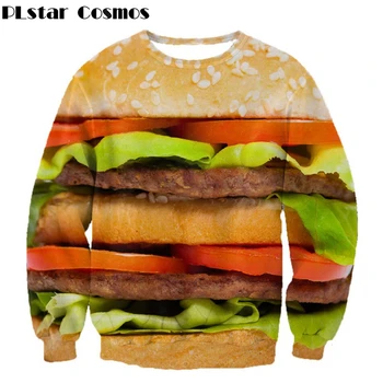 PLstar svemir pljeskavica majica 2018 nova moda Muškarci Žene dugih rukava odjeća ukusna hamburger 3d ispis O-izrez pulover