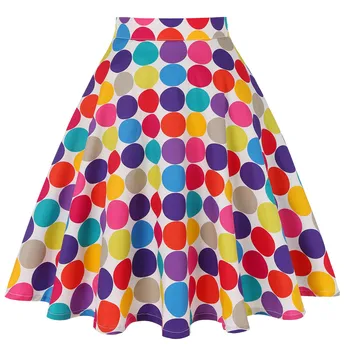 Šarene točkice tiskanih visokim Strukom pamuk ženska suknja svakodnevni ljeto proljeće velika ljuljačka Pin-up 50-ih godina retro vintage suknje, ženske