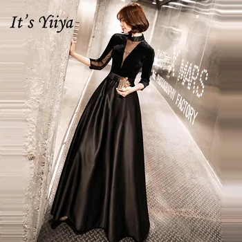 To Yiiya večernja haljina crna V-neck, elegantne večernje haljine plus size večernje haljine 2020 duge munje robe de soiree LF091