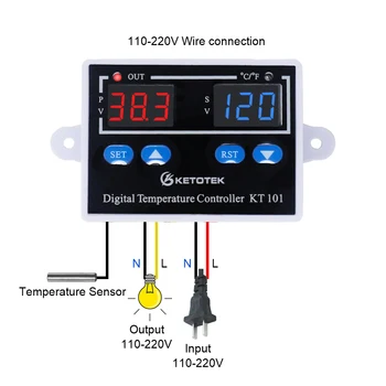 Digitalni C / F termostat regulator Kt101 regulator temperature za inkubator jaja 10A direktan izlaz 12 v, 24 v 110 v 220 v