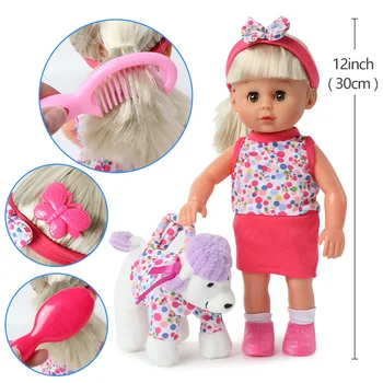 12 inča simulacija reborn baby doll zvuk silikon bebe 30 cm lutka češalj pribor realan moda mekani plišani pas za igračke