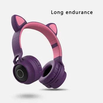 Slatka mačka Bluetooth 5.0 slušalice bežične Hifi stereo glazba bas slušalice LED Light mobilni telefoni djevojka je kćer slušalice za PC