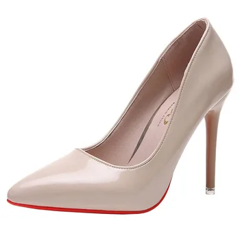 Jesen nove visoke štikle Oštar čarapa fine usta Seksi crveni potplat jedna ženska cipele Moda mladenka vjenčanje cipele