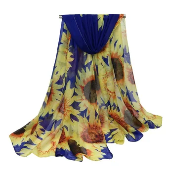 Šal žene Suncokreta Zima Ljeto pamuk Šal Prelomi cvjetni šal Bufanda Mujer Foulard narančasta poglavlje hidžab sjaal 180 cm*90 cm