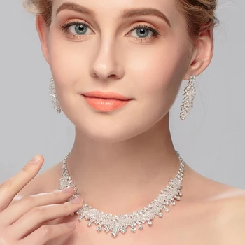 Miallo Fashion Svadbeni Nakit Setovi austrijski kristalne krune ogrlica i naušnica setovi vjenčanicu pribor za mladu tijara setovi