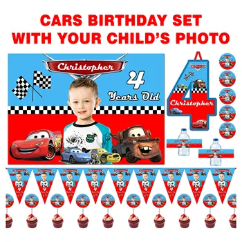 Personalizirane automobili rođendan foto set pozadina, banner, etikete za boce s vodom, cupcake топперы, naljepnice