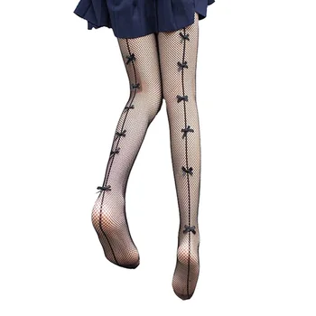 Dame seksi čarape hulahopke Lolita butina visoke čarape s lukom prije s vertikalnim luk mrežaste čarape seksi