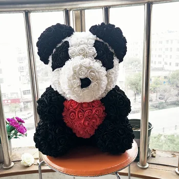 35 cm pokloni za Valentinovo divovska panda Božićni poklon ruže plišani medvjedi 3,5 cm cvijet glave ruže medvjed sa srcem