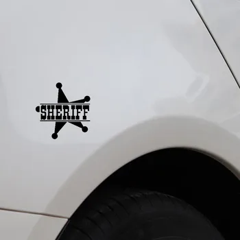 Volkrays Funny Car Sticker Star Sheriff pribor reflektirajućim krema za sunčanje vodootporni Vinil naljepnica crna/srebrna,12cm*12cm