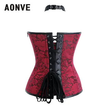 AONVE ogrlicu na vratu Overbust korzet steampunk žene crni crveni korzet kožni oklop grudnjak punk Gothic bustier seksi kostime Faja