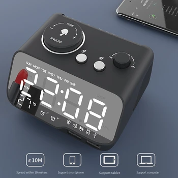 Povećanje! Digitalni alarm Bluetooth zvučnik FM radio temperatura ponovi osvjetljenje prekidač za kratka svjetla za spavaće sobe sleep timer