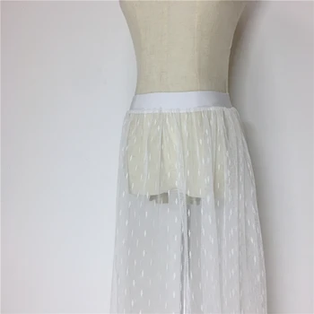 Ljetni Žene Dot Print Mesh Midi Suknja Svakodnevni Vintage Elegantan Bistra I Elastična Visokim Strukom Tila Čipka Crna Bijela Duga Suknja