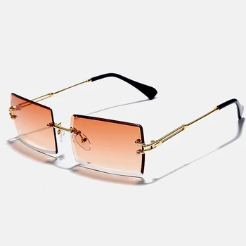 Moda bez okvira pravokutni sunčane naočale dame muškarci ulica snimanje trend dizajn brand sjene rafting naočale UV400 sunčane naočale