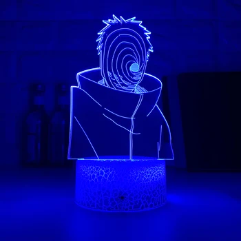 Obito Учиха u masku slika Led noćno svjetlo za dječake spavaća soba dekoracije promjena boje noćno svjetlo lampe Naruto poklon