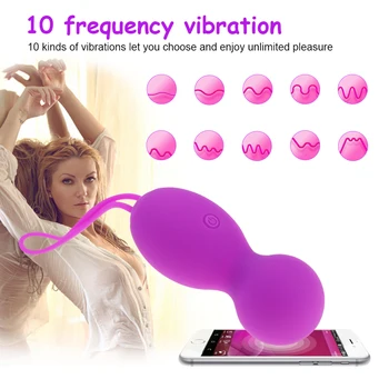 Žene 10 frekvencija silikon Kegal loptu vibrator aplikaciju Bluetooth bežični daljinski upravljač vibracioni jaje G-spot masaža pussy seks-igračke