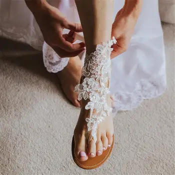 Jeftini Sandale Sandale Za Vjenčanje Cipela Сандаль Nožna Narukvica Krug Vruće Protežu Čipke Šljokice Vjenčanje Vjenčanje Dekoracije Noge