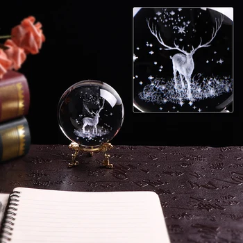 3D Wapiti Ball lasersko graviranje stakla globus Kristalnu ukras minijaturni jelen home dekor božićni ukrasi i pribor opseg