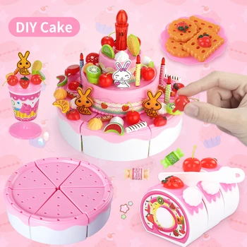 DIY Kitchen Pretend Play Igračke Birthday Cutting Cake Decorating Party Set mali obrok obrazovne igračke za djevojčice