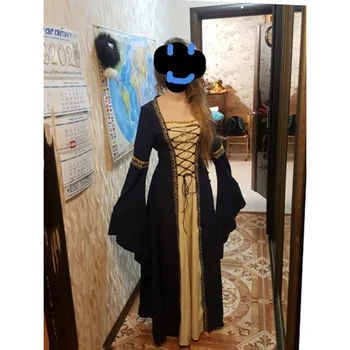 Žene Srednjovjekovne Elegantan Haljinu Kraljevski Kostim Princeze Renesanse Srednjem Vijeku Halloween Večeri Duga Haljina Zavoj Gotička Vestidos
