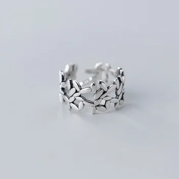 Trustdavis srebra 925 slatka slatka šuplje lišće otvoriti prst prsten za žene Djevojke moda srebro 925 nakit DS817