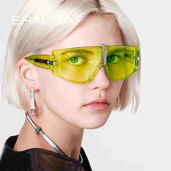 SHAUNA Fashion Cover fluorescentne zelene sunčane naočale marke dizajner Kolutanje Shades Men UV400