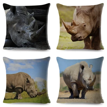 Afrika Divlja nosorog jastučnicu dekor životinja tiskanih jastučnicu za kućnu automobila kauč dječja soba rublje sjedalo 45 * 45 cm
