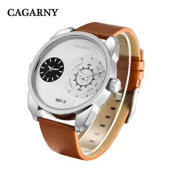 CAGARNY 6813 Kvarc WatchWrist Multi-Time Fashion Sports muške kožne sat cool luksuzni poklon mali satovi Relogio Masculino