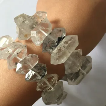 Prirodni rijedak kristal kvarca kamenje dvostruke točke Herkimer Diamond narukvica za darove iscjeljivanja