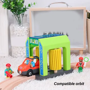 Modeliranje plastične igračke skup policijsku postaju autopraonice urbane scene Siguran dječja igračka set kompatibilan sa drvenom stazom