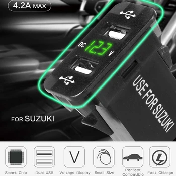 40x20mm 12V Dual USB Car Charger LED Voltmeter Power Adapter For Suzuki Toyota