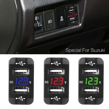 40x20mm 12V Dual USB Car Charger LED Voltmeter Power Adapter For Suzuki Toyota
